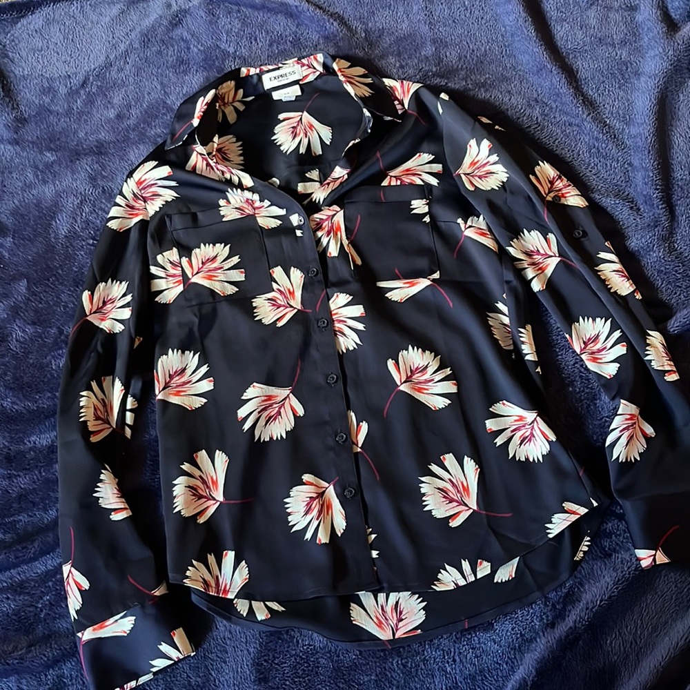 Express Portfolio Slim Fit Floral Dress Shirt